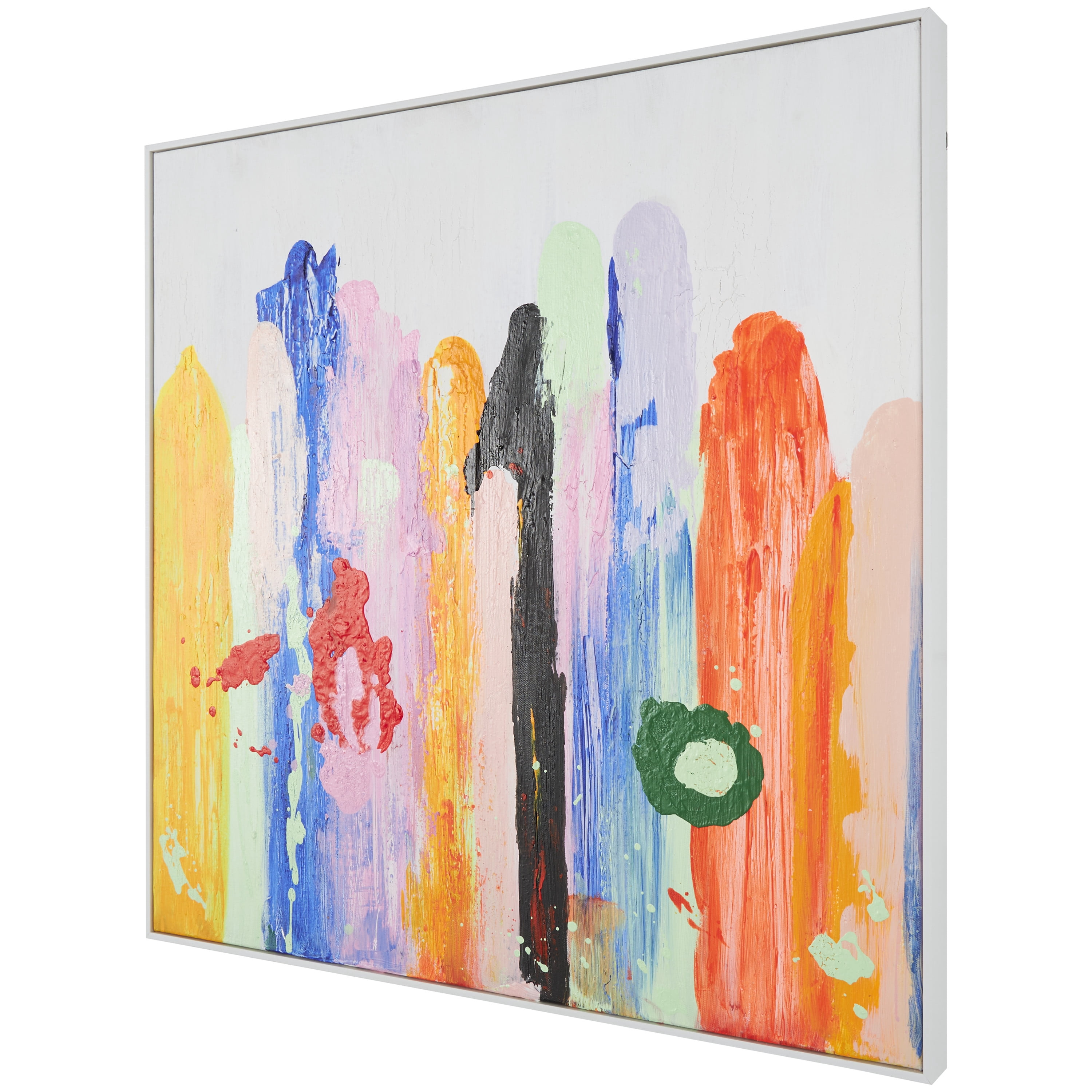 32" x 32" Paint Stroke Unframed Abstract Wall Art with White Frame, by DecMode