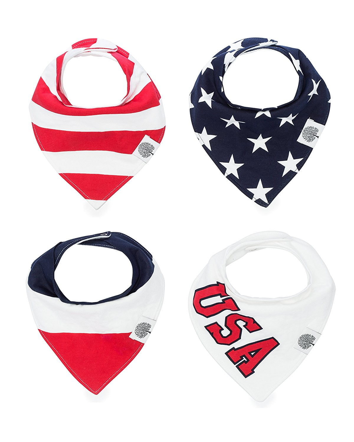 Parker Baby Cotton Bandana Drool Bibs - 4 Pack Unisex - Freedom Set