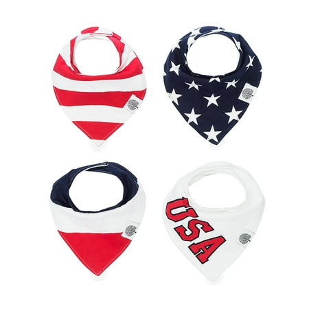 Parker Baby Cotton Bandana Drool Bibs - 4 Pack Unisex - Freedom Set