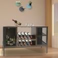thumbnail image 2 of Wine Bar Cabinet with Power Outlets, Industrial Coffee Bar Cabinet for Liquor and Glasses, Farmhouse Bar Cabinet for Kitchen, Dining Room, Living Room, Rustic Brown, 2 of 10