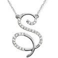 thumbnail image 1 of Diamond "S" Initial Pendant 18" Necklace 14K White Gold, 1 of 2