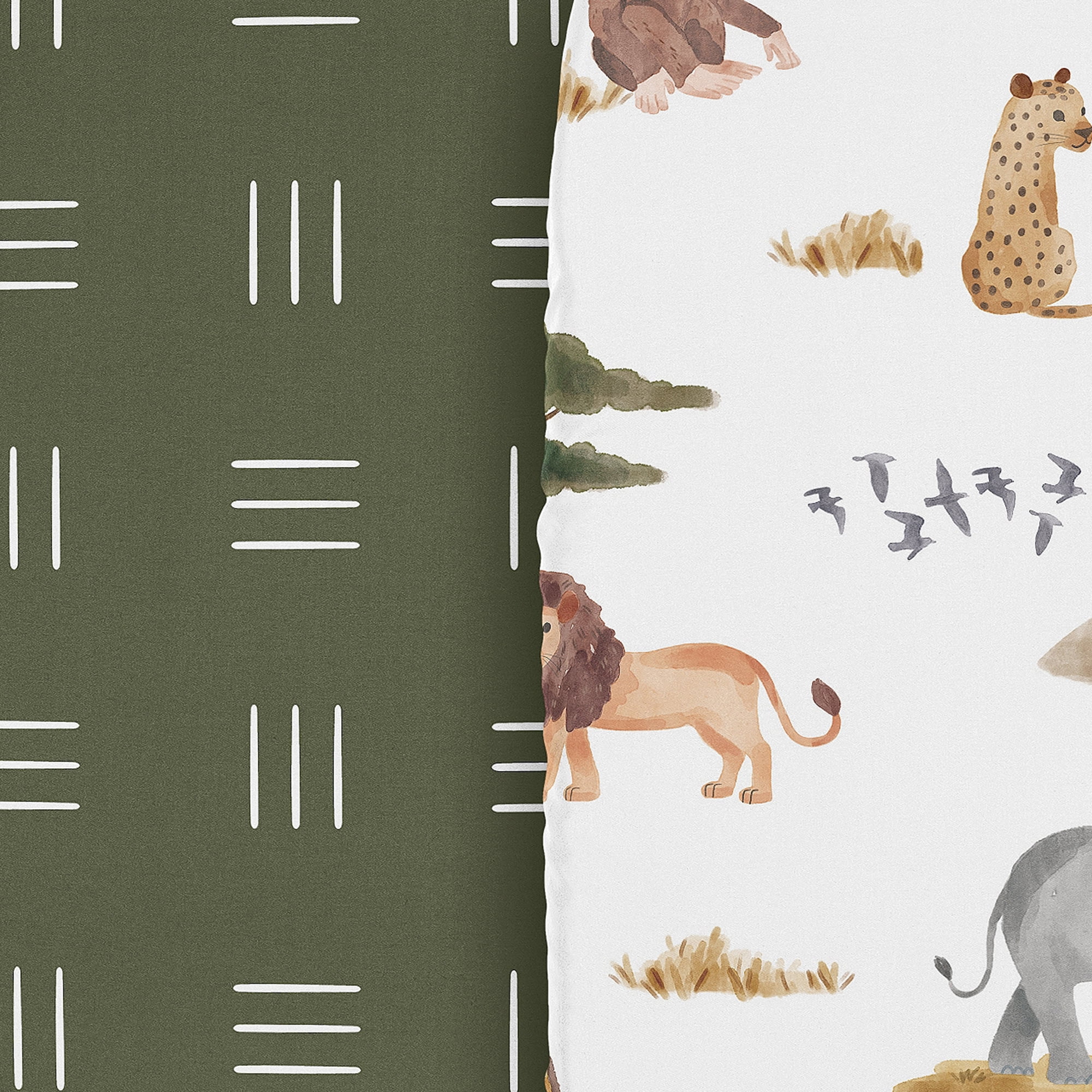 Sweet Jojo Designs Jungle Multicolor Baby Bassinet Fitted Sheets 2 Piece Set