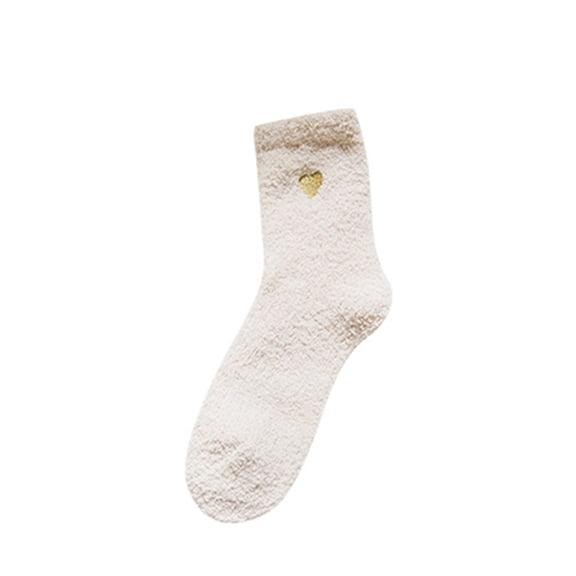 FAZVAOO Fuzzy Socks for Women Crew Fleece Warm Sleep Socks Beige