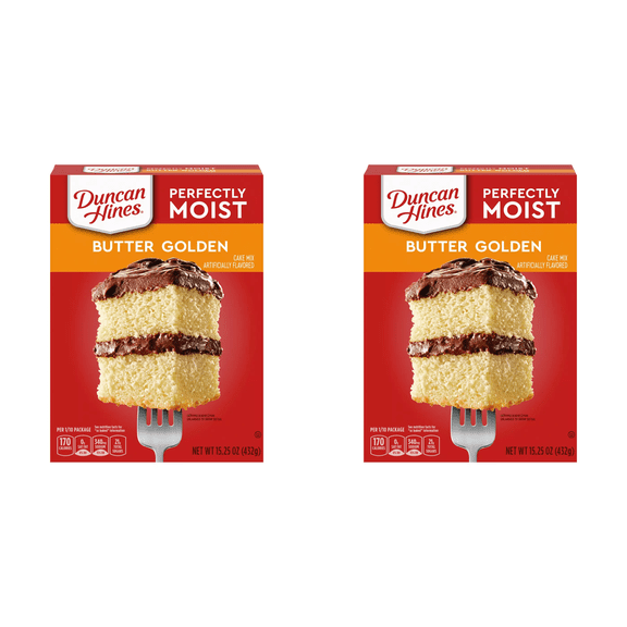 Duncan Hines Perfectly Moist Butter Golden Cake Mix, 15.25 oz - Pack of 2 - Moist Cake, Easy Baking, Dessert Mix, Rich Flavor, Quick Prep
