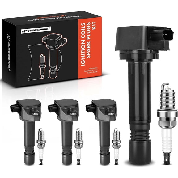A-Premium Set of 4 Ignition Coil Pack and Iridium Spark Plugs Compatible with Honda Civic 2006-2011 L4 1.8L Replace# 30520RNAA01