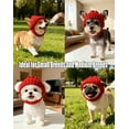 thumbnail image 3 of Red Wool Knit Dog Beanie with Ear Flaps - Warm Winter Hat, Flexible Fit That Stays Put for Small and Medium Breeds, 3 of 7
