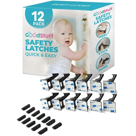 Child Safety Cabinet Latches 8 Pack Quick Easy Install No Tools Drilling or Measuring Universal Baby Proofing Locks