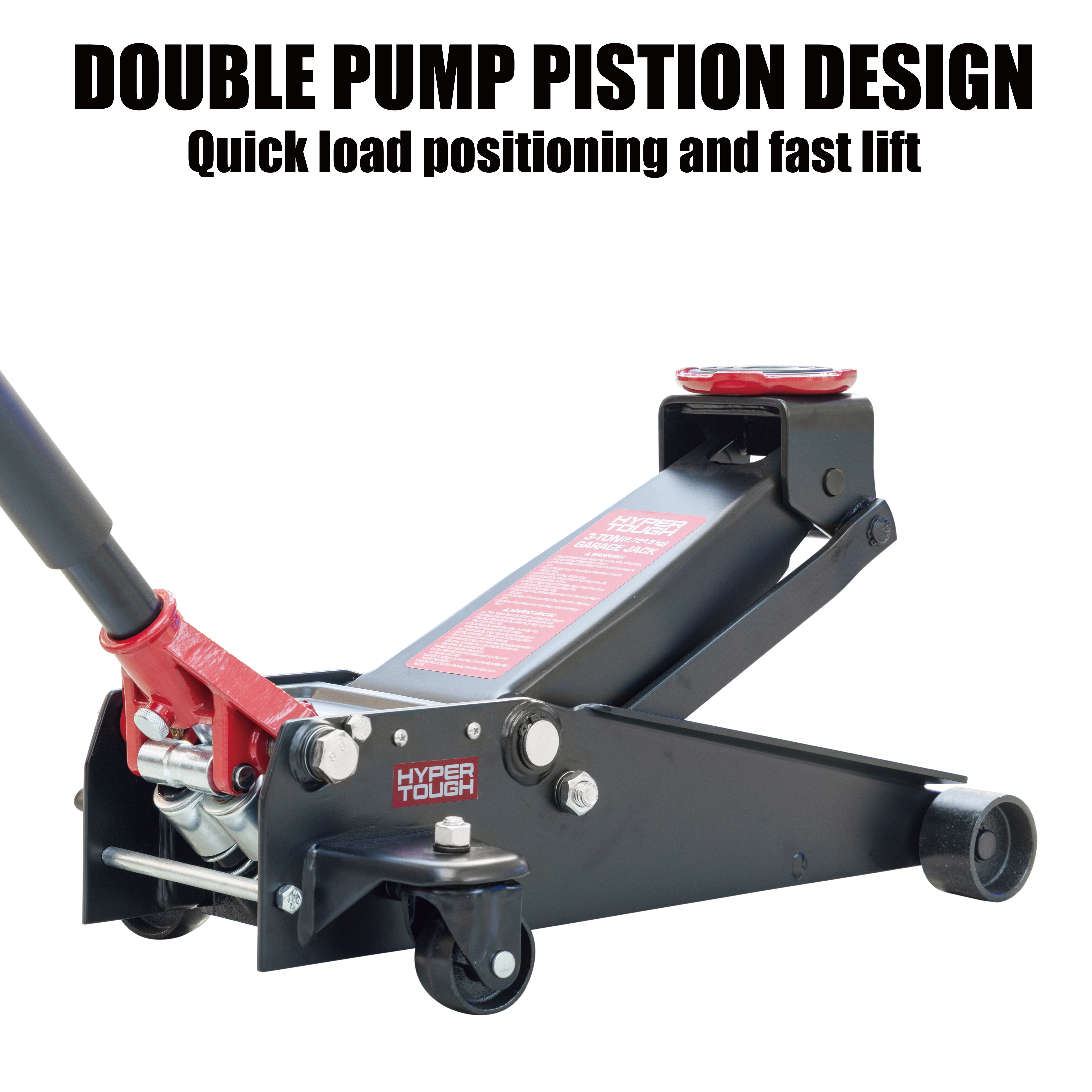 Hyper Tough 3 Ton Dual Pump Floor Jack for Cars, Trucks, and SUVs