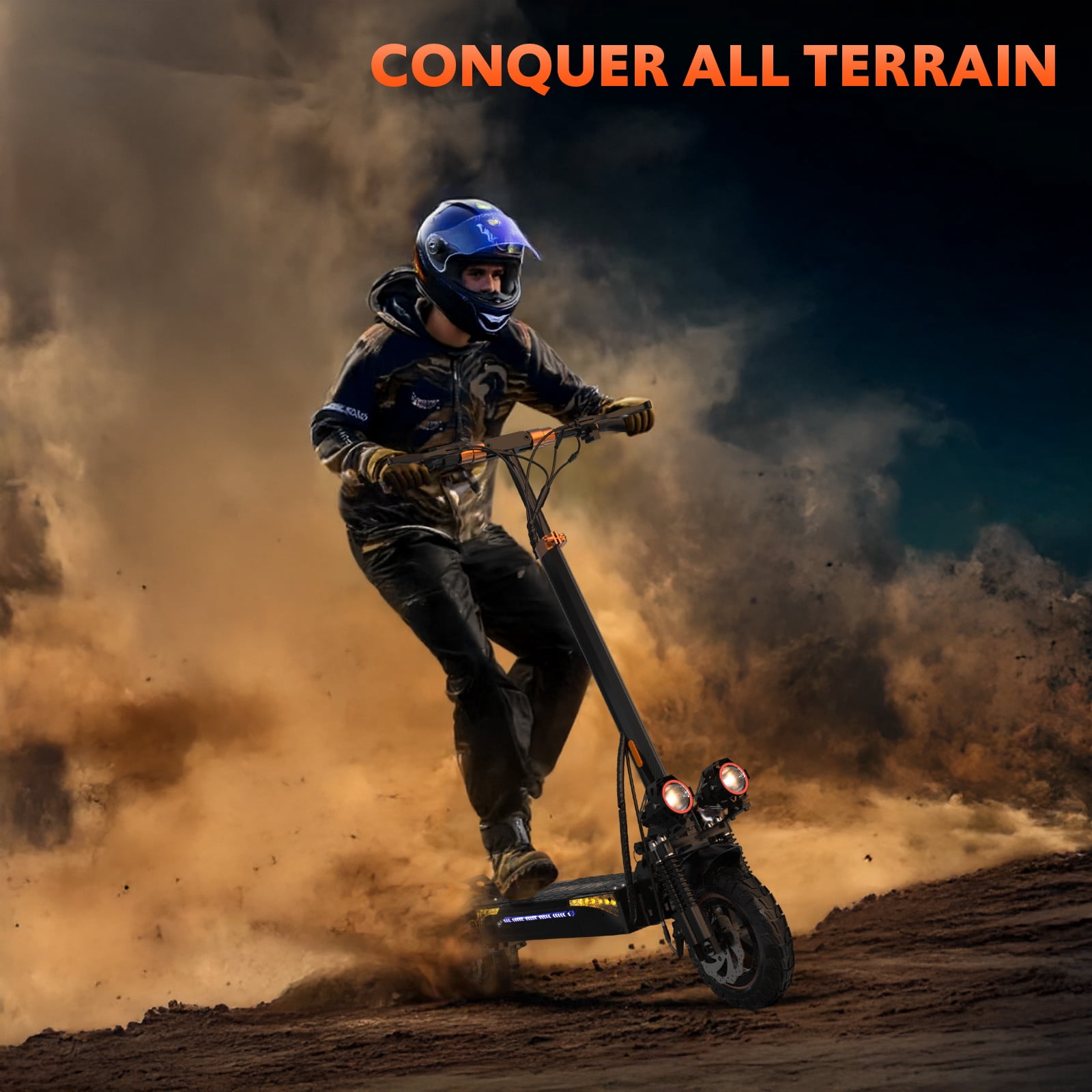 1200W Off Road Electric Scooter for Adult, 48V 15AH Folding E-Scooters Up to 31Mph & 31Miles Range,11" All Terrain Tire E-Scooter with Double Suspension & Side Light
