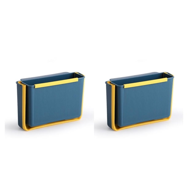 Moyic Cubo de basura plegable para puerta de armario, cubo de basura para baño, cubo de basura portátil para el hogar, cubo de basura de Azul 2Conjunto