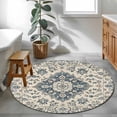 thumbnail image 3 of Round Rugs 4Ft, Blue Boho Round Area Rug Washable Indoor Throw Carpet, Vintage Southwestern Ethnic Geometric Soft Non Slip Circle Rug for Kitchen Nursery Room Home Decor Aesthetic, 3 of 8