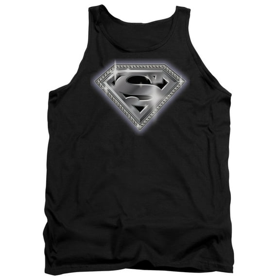 Superman Bling Shield Adult Tank Top Black
