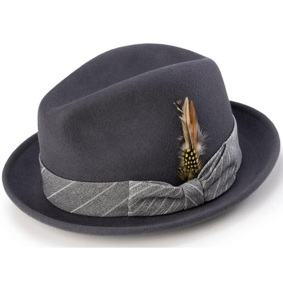 Montique Men's Grey Color Wool Felt Dress Hat H-1963