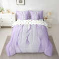 thumbnail image 2 of Gradient Lilac and Greyish White Comforter Set 7 Piece Bed in a Bag Twin,Silver Foil Print Wave Striped Bedding Sets Abstract Ombre Art Sheet Set with Comforter, 2 of 5