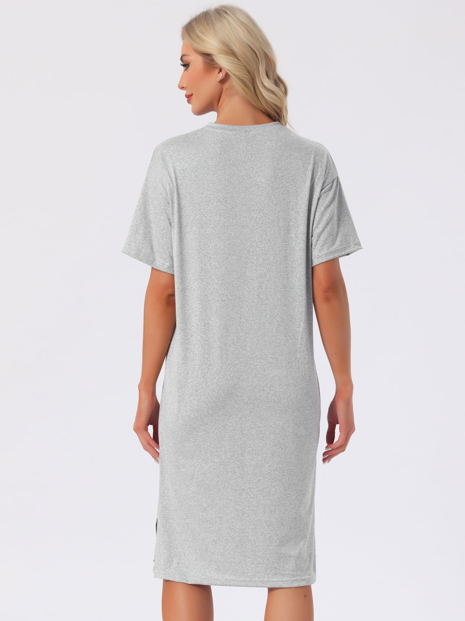 DARING DIVA Women's Casual Pajama Dress Loose Fit Short Sleeve Sleepwear 3XL Gray