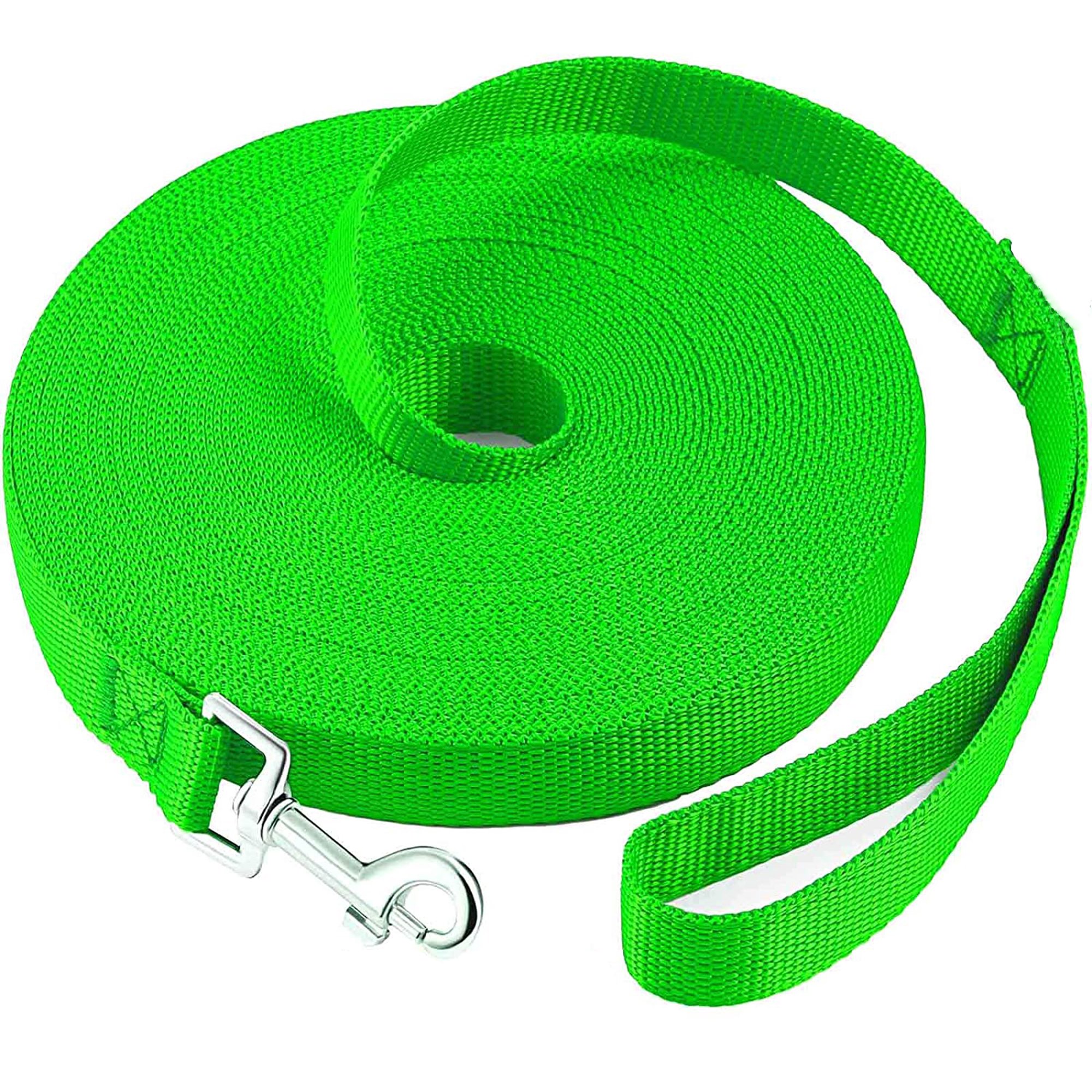 Genwiss Solid Nylon Dog Leash, Dog/Puppy Obedience Recall Training Agility Lead (100 feet, Green)