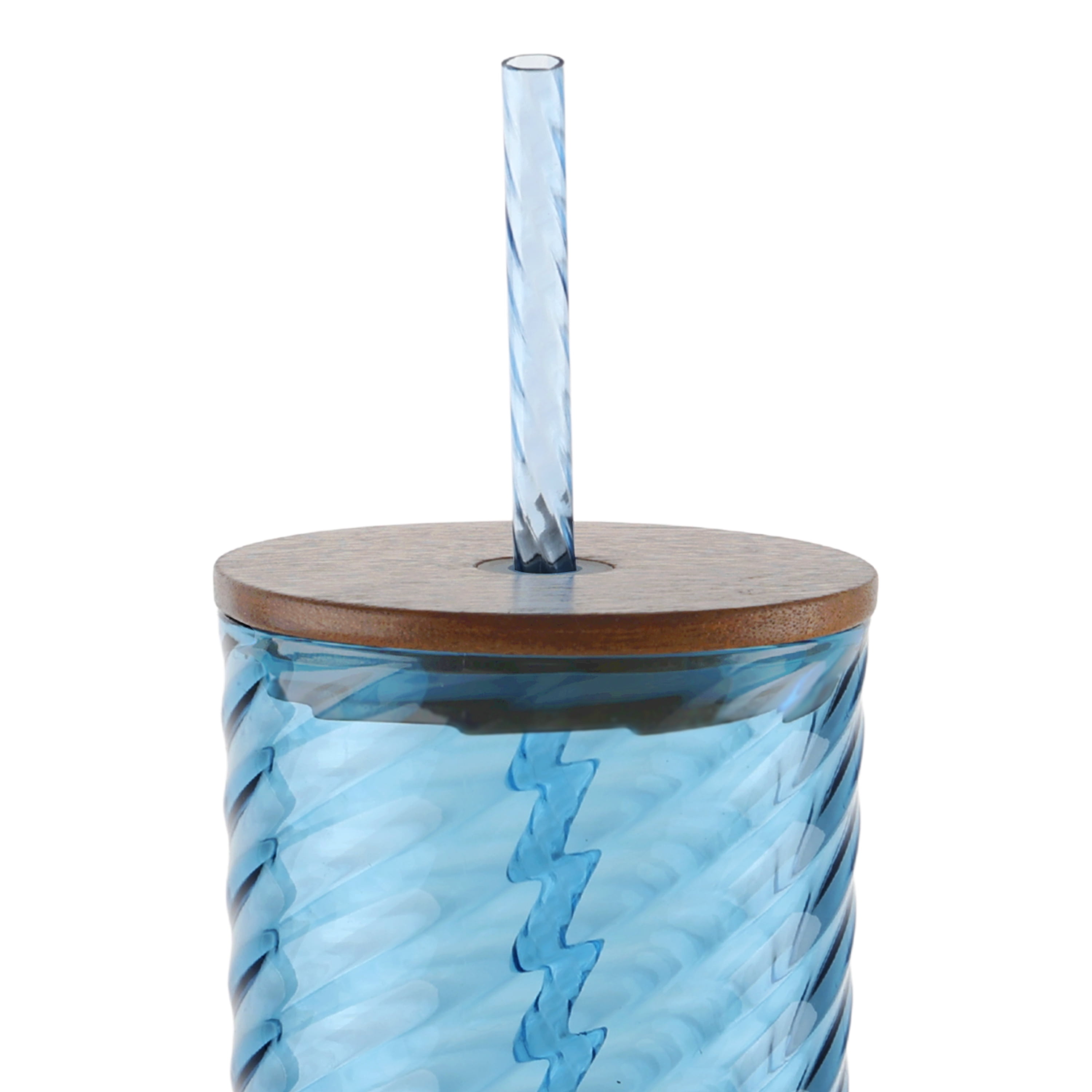 Beautiful 2-piece 21-Ounce Tritan Swirl Texture Sipper Tumbler Set, Blue by Drew Barrymore