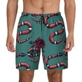 thumbnail image 2 of Goofa Snake And Rose Printed Men's Swim Trunks Board Shorts Quick Dry Mens Swimming Trunks with Compression Liner,Breathable Fit Hawaii Beach Shorts-, 2 of 9