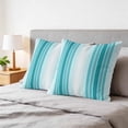 thumbnail image 6 of Pillow Covers 18x18 Set of 2, Turquoise Ombre Stripe Square Throw Pillow Covers for Couch/Sofa/Living Room, Farmhouse Simple Striped Decorative Soft Pillowcases for Couch Throw Pillows, 6 of 9
