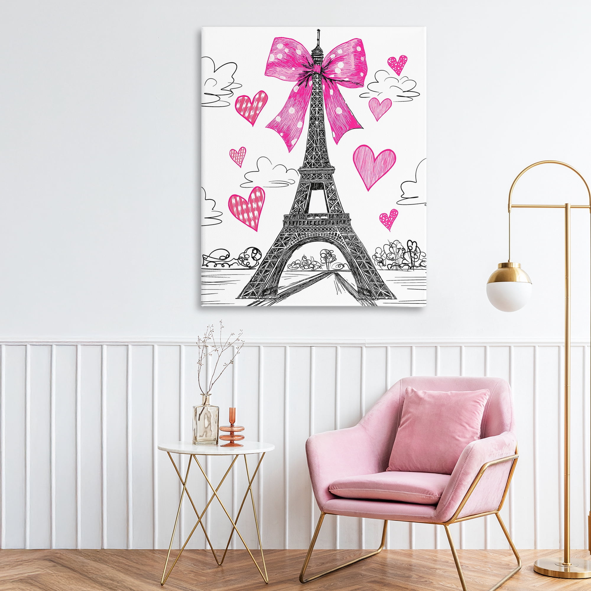 Stupell Industries Heart Patterned Eiffel Tower Canvas Wall Art, design by Jess Stempel