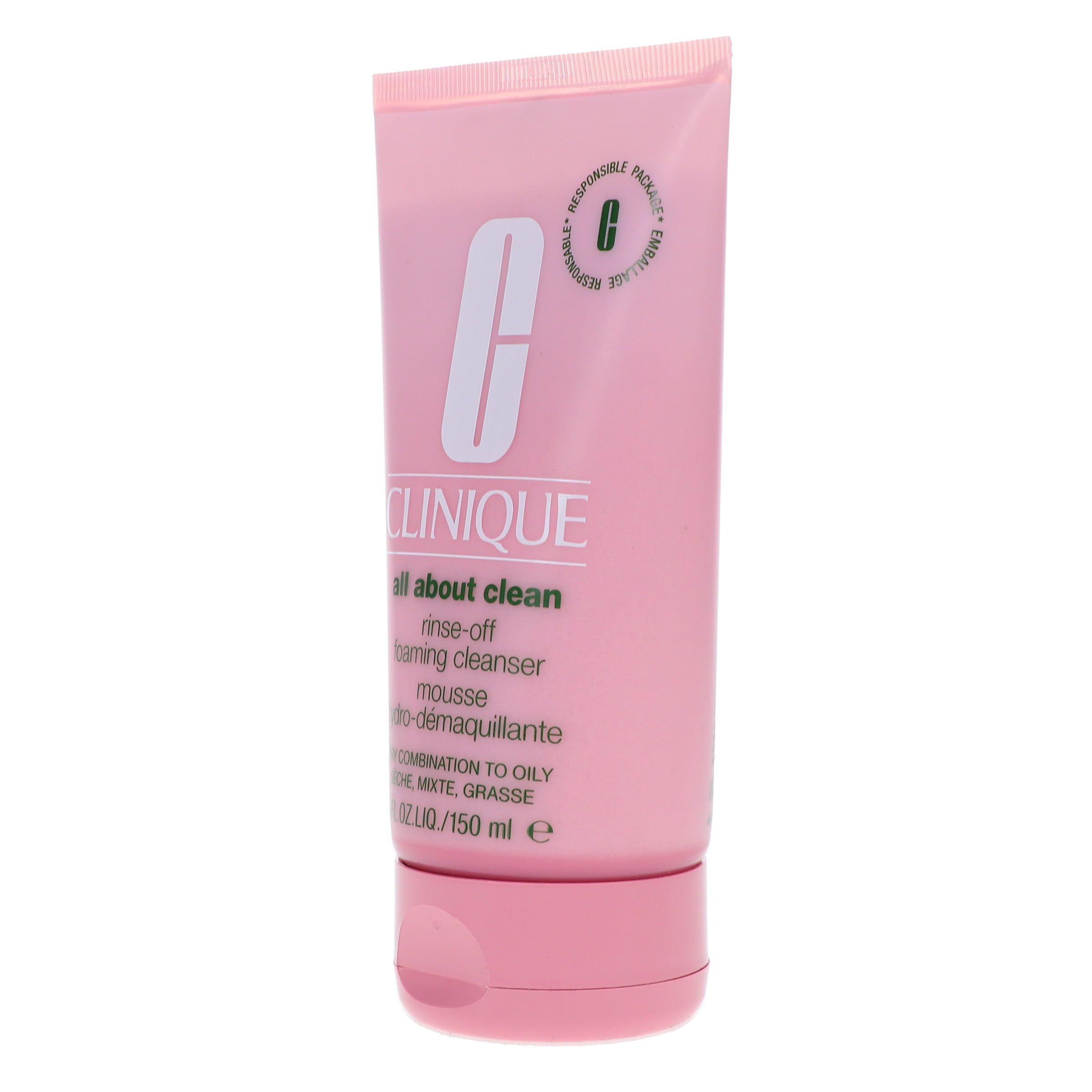Clinique Rinse-off Foaming Cleanser-Mousse, Face Wash for All Skin Types, 5 Oz