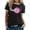 Black, variant on Short Sleeve T Shirts For Women Smiling Face Print Fashion Tee Blouse Casual Tunic Tops