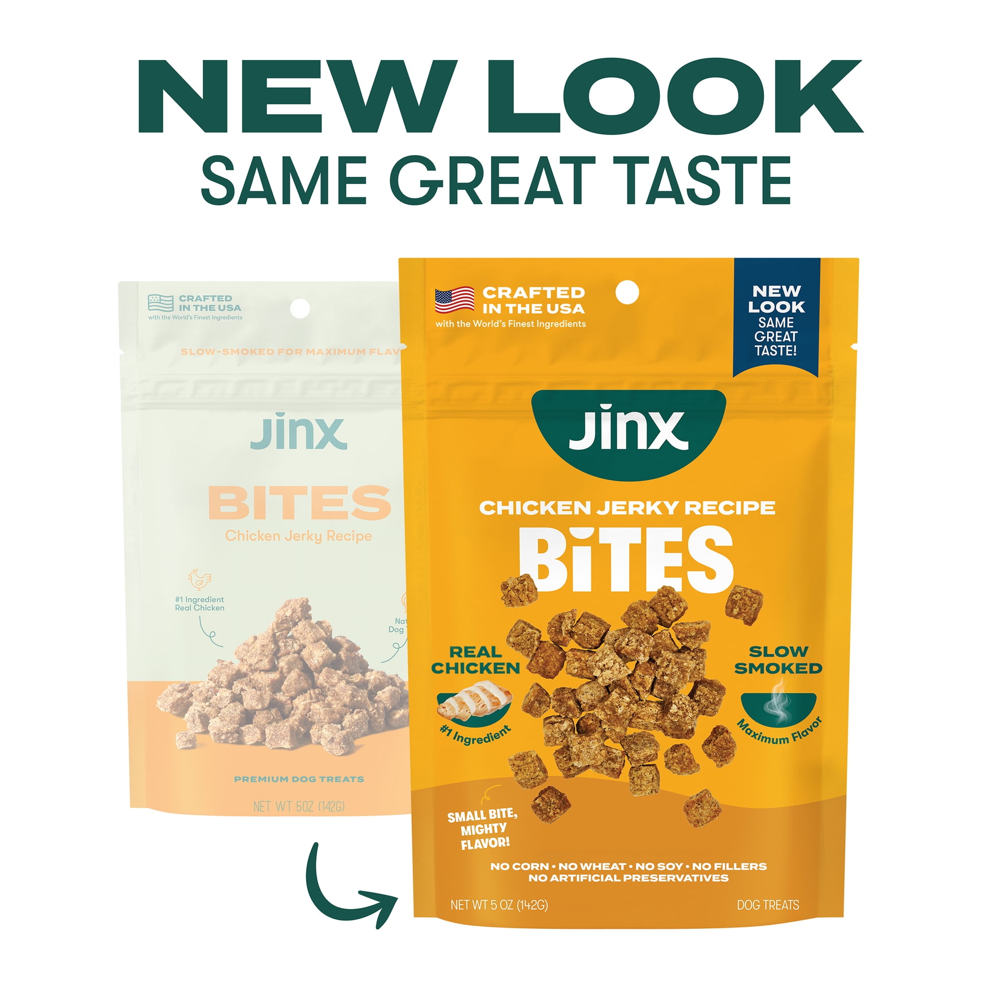 (2 pack) Jinx All Natural Slow-Smoked Chicken Flavor Jerky Bites for Dogs, 5 oz Bag