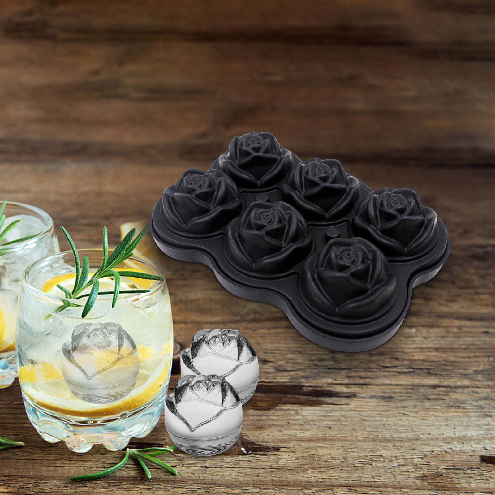 Frogued Ice Cube Mold Food Grade Exquisite Shape Silicone Unique 3D Rose  Flower Whiskey Ice Ball Mold Decor for Home (1pc,S) 