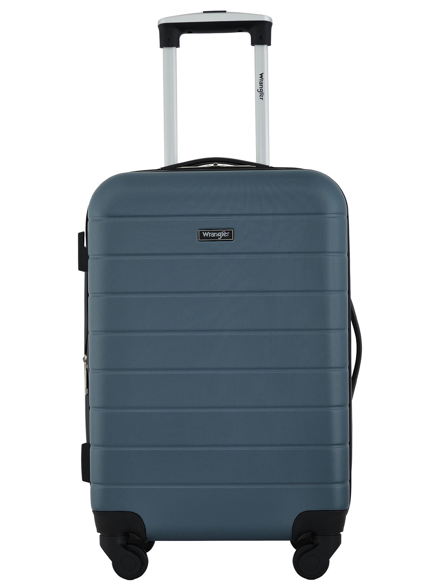 Wrangler 2-Piece Expandable Rolling Hard Side Spinner Carry-on Set with Patented 4-in1 Cup Holder, Indian Teal