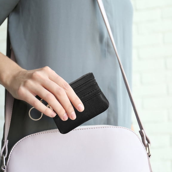 HAKIDZEL Ladies Small Zipper Wallet Compact Coin Purse For Women Key Holder Portable Design For Closure For Daily Use