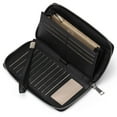 thumbnail image 1 of Womens Wallet RFID Blocking Leather Zip Around Wallet Large Capacity Long Purse Credit Card Clutch Wristlet Black, 1 of 7