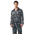 thumbnail image 6 of Tony & Candice Men's Classic Silk Satin Pajama Set Adult Sleepwear (XX-Large, Black with Leaf Patterns), 6 of 6