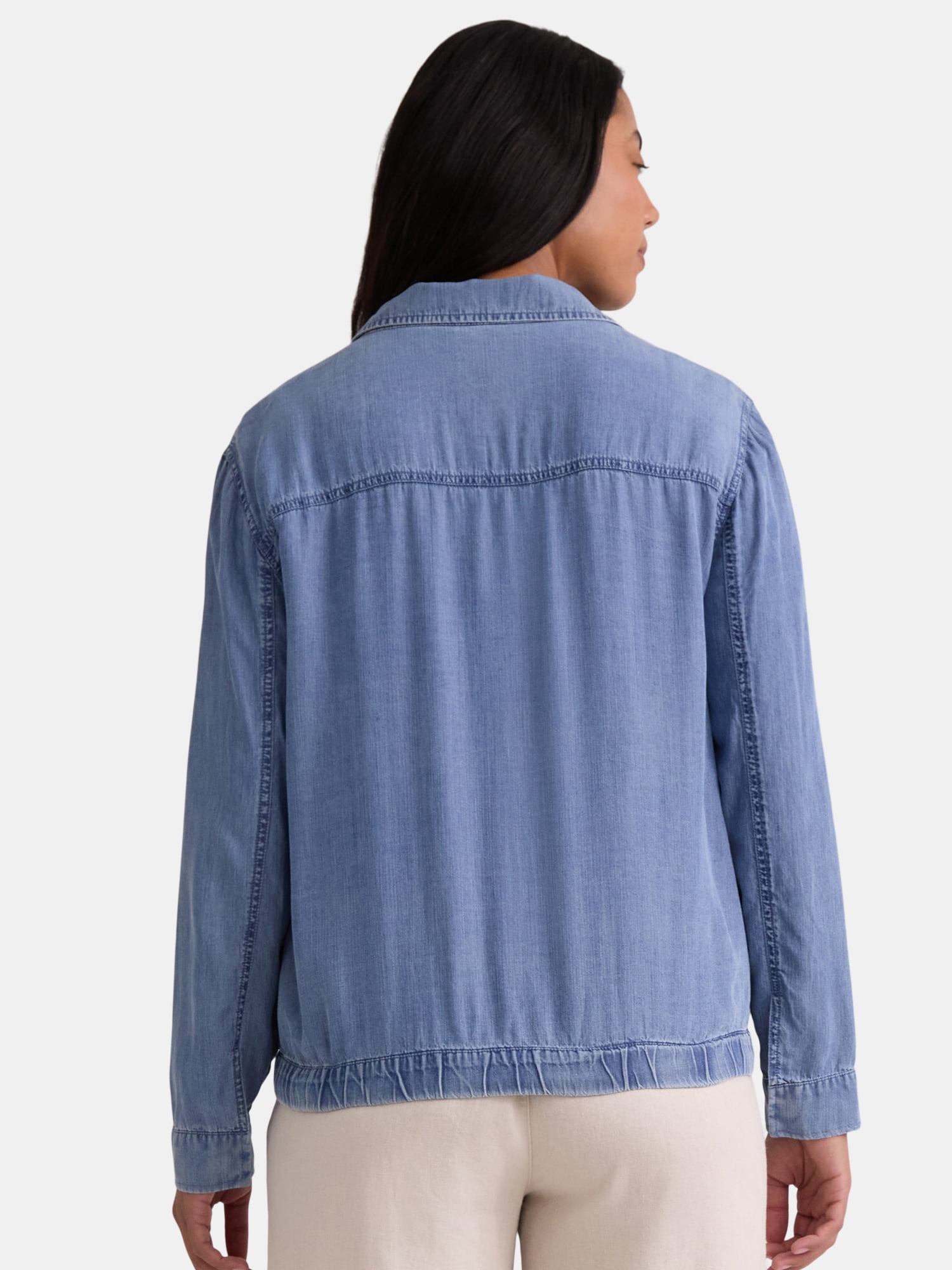 Time and Tru Women's Chambray Utility Jacket, Sizes XS-XXXL