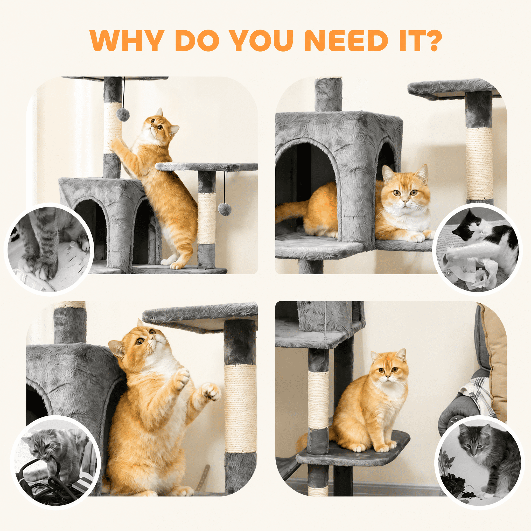 80" Tall Cat Tree Multi-Level Cat Tower