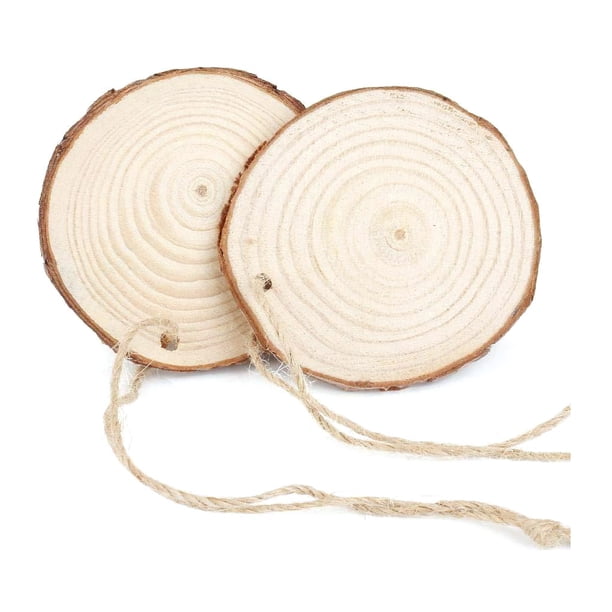 Injueey 50 Uds. De discos redondos de sin terminar de pino Natural de 4-5cm, círculos, discos de troncos de corteza de árbol, manualidades DIY, Artesanía Injueey HA2347-00B