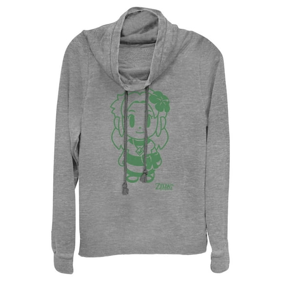Junior's Nintendo Legend of Zelda Link's Awakening Sleek Marin Avatar Cowl Neck Sweatshirt Gray Heather 4X Large