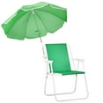 thumbnail image 3 of Folding Beach Chair with Umbrella, Lightweight Portable Camping Chair 265lbs Capacity for Travel Picnic Concert & Outdoor Activities, Green, 3 of 9