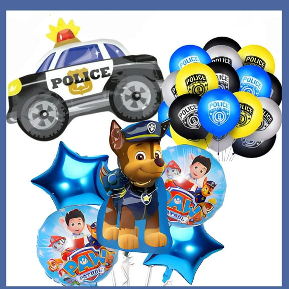 Chase Paw Patrol Police Bouquet Balloon Set (17pcs) - Party Decorations, Birthday, Paw Patrol Theme
