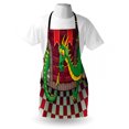 thumbnail image 3 of Cartoon Apron Video Game Design inside the Castle with Dragon Fantasy World Medieval Illustration, Unisex Kitchen Bib Apron with Adjustable Neck for Cooking Baking Gardening, Ruby Green, by Ambesonne, 3 of 3