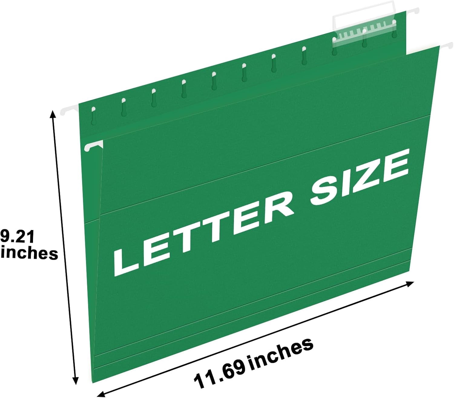 Hanging File Folders, 60 Pack Reinforced Letter Size Hanging Folders, Designed for Bulky Files, Filing Cabinet, 1/5-Cut Adjustable Tabs (Green)
