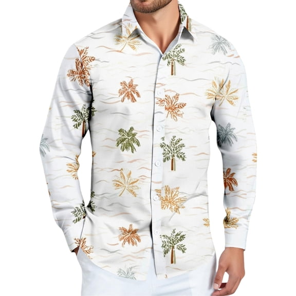 LTTVQM Men's Hawaiian Shirt Casual Long Sleeve Button Down Shirts Boho Collared Tshirts Spring Summer Fashion Clothes Sky Blue 2XL