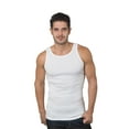 thumbnail image 2 of Men's Tank Tops 100% Cotton A-Shirts Multipack Undershirts White & Colored Tank Tops for Men (White 3 Pack, M), 2 of 11