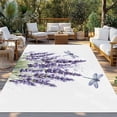 thumbnail image 2 of Purple Lavender Outdoor Rug 5x8 Ft - Reversible Patio Rug Outdoor Camping Rugs, Pastoral Botanical Floral Dragonfly Washable Indoor Outdoor Area Rugs, Non-Slip Outdoor Carpet Runner for Deck/Porch, 2 of 8