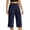 Navy, variant on Wutalume Women's Fashion Solid Color Pocket Capri Pants with Split Hem High Waist Yoga Sports Casual Summer Beach,Army Green L