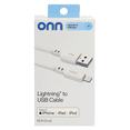 thumbnail image 2 of onn 10-Foot Lightning to USB Charging Cable – White, 2 of 8