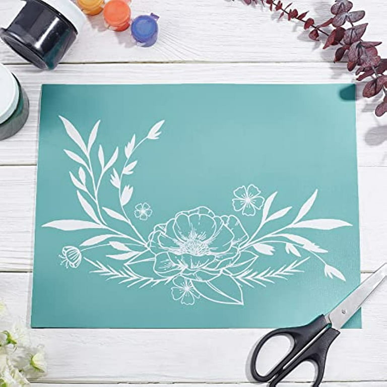 NOBRAND Self-Adhesive Silk Screen Printing Stencil Reusable Pattern Stencils Flower & Plant for Painting on Wood Fabric T-Shirt Wall and Home
