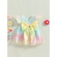 thumbnail image 4 of Coduop Toddler Baby Girls Summer Princess Tutu Dress Short Sleeve Rainbow Gradient Tulle Dress, 4 of 7