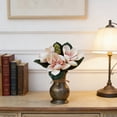 thumbnail image 3 of 11" Realistic Artificial Magnolia Silk Flowers No Wilt Bouquet for Home Wedding Decor,Pink, 3 of 5