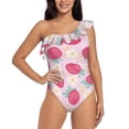 thumbnail image 2 of Yiaed Floral Strawberr Print Women One Piece Swimsuits Tummy Control One Shoulder Bathing Suits Pattern Ruffle Swimwear-Large, 2 of 8