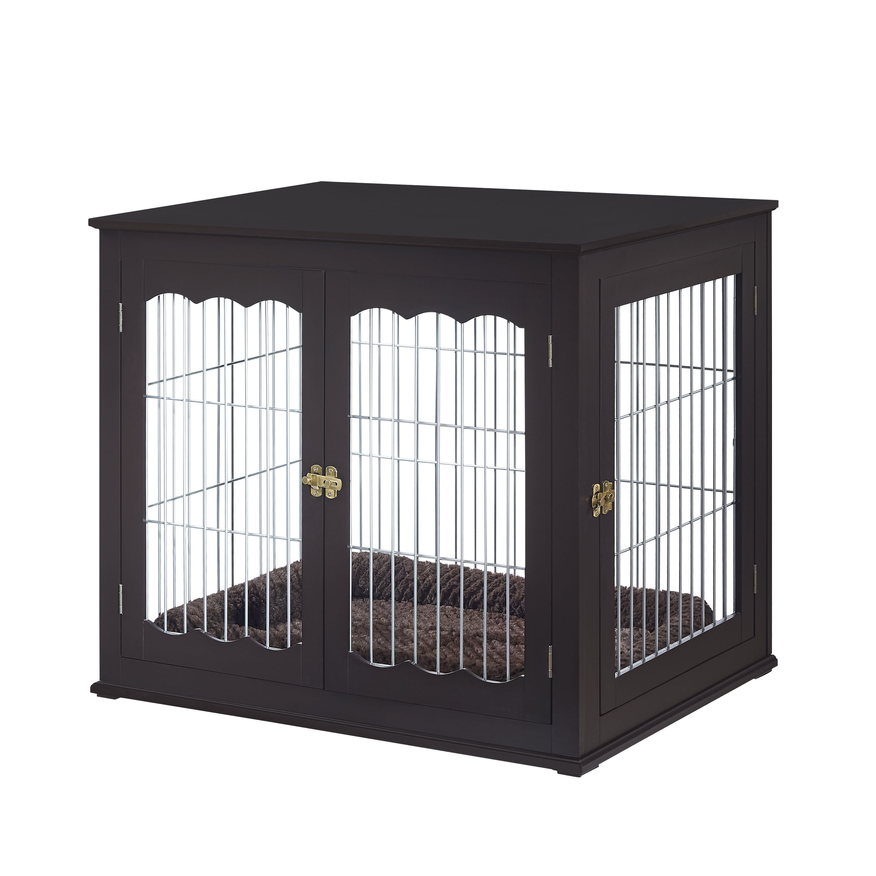 Unipaws Large Dog Crate, Pet Kennel Furniture Style, Metal Wired, Brown